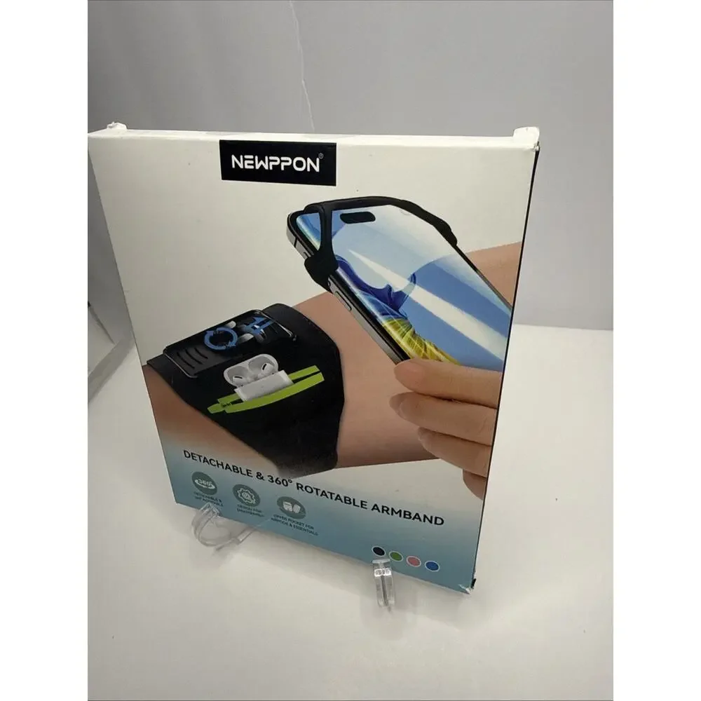 Detachable & 360° Rotatable Running Phone Armband - Zipper Pocket & Black